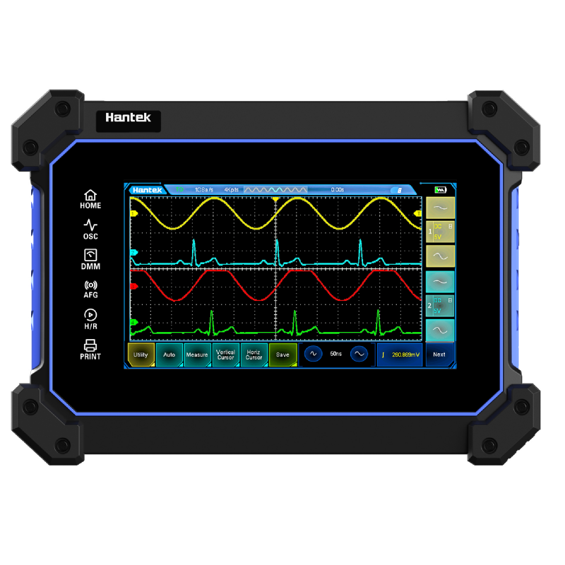 Hantek TO1254D Oscilloscope tactile portable 4 canaux / 250MHZ avec générateur de signal et multimètre