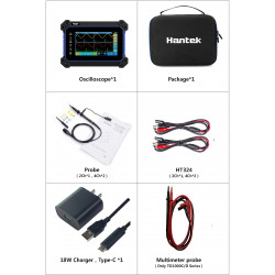 Hantek TO1204D Oscilloscope tactile portable 4 canaux / 200MHZ avec générateur de signal et multimètre